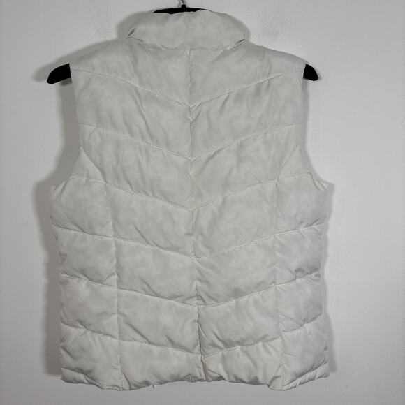 Aeropostale Remixed Down Puffer Vest Large Off White Recycled Fall Layering - Picture 4 of 7